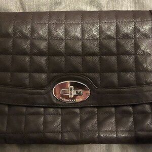 Brown BCBG Max Azria Leather Clutch with a Clasp